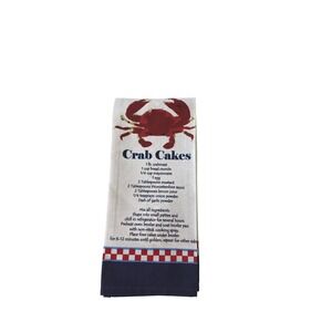 DII Crab Cakes Recipe Tea Towel 100% Cotton Coastal Nautical Kitchen Hand Towel‎